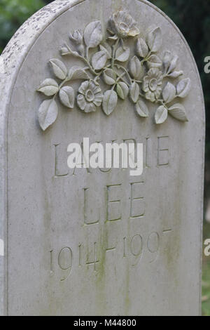 Laurie Lee, grave stone in the village of Slad Stock Photo