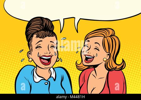 Joyful girlfriends women laugh Stock Vector