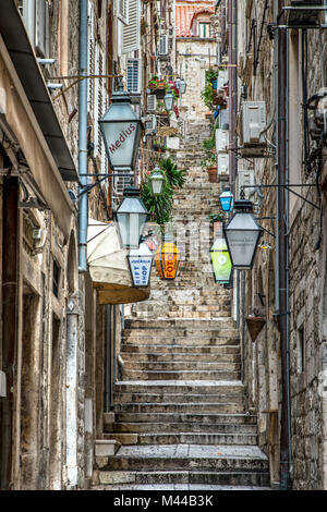 Picturesque corner of the historical centre, Dubrovnik, Croatia Stock Photo
