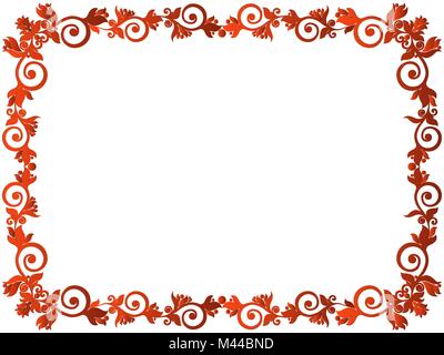 Greeting card with red ornamental floral frame on the white background, vector illustration Stock Vector