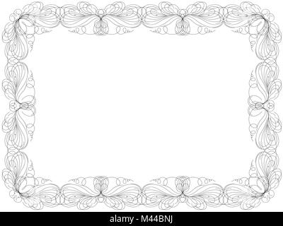 Greeting card with ornamental swirl floral frame isolated on the white background, vector illustration Stock Vector