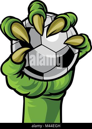Claw Monster Hand Holding a Soccer Ball Stock Vector