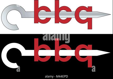 barbecue with skewers and letters bbq minimalism logo Stock Vector