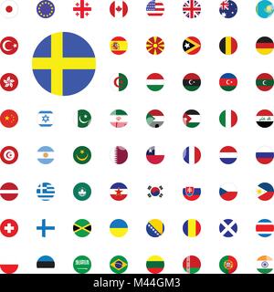 round flag icon. Round World Flags Vector illustration Icons Set Stock Vector