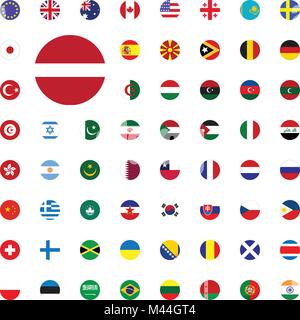Austria ound flag icon. Round World Flags Vector illustration Icons Set Stock Vector
