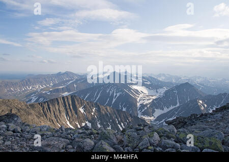 Subpolar Ural mountains, view from mountain Narodn Stock Photo