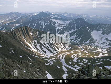 Subpolar Ural mountains, view from mountain Narodn Stock Photo