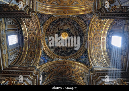 gorgeous сeiling of the baroque chirch in Italy, Rome. Stock Photo
