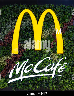 Hong Kong - February 11, 2018: McDonald's restaurant in Hong Kong. McDonald's is an American hamburger and fast food restaurant chain. Stock Photo