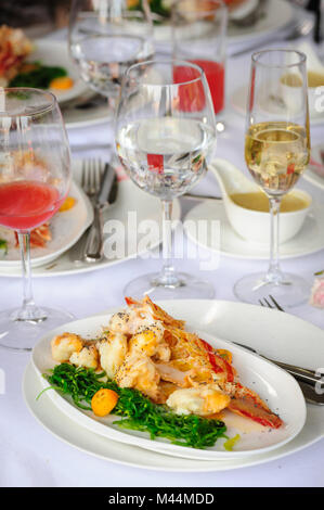 Prepared lobster on plate Stock Photo