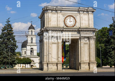 Triumphal Arch in Chisinau, Moldova Stock Photo