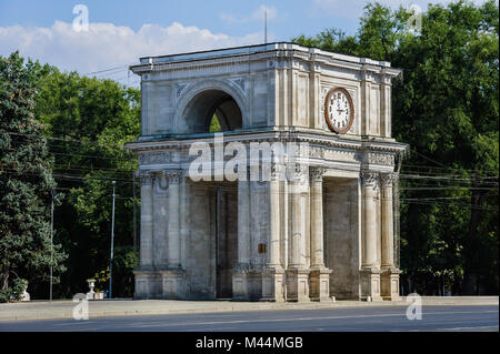 Triumphal Arch in Chisinau, Moldova Stock Photo