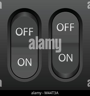 On/off buttons on a black background. Stock Vector
