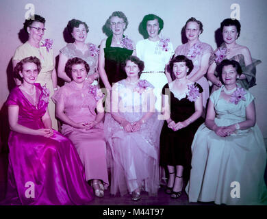 Color snapshot of society women, ca. 1959. Stock Photo