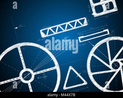 abstract blue print gear technology background Stock Vector