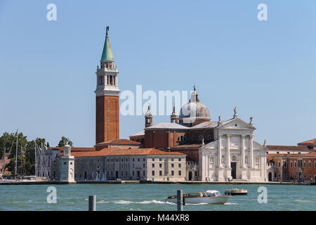 Venice, Italy - August 13, 2016: San Giorgio Maggiore island seen across the water. View from St. Mark's seafront Stock Photo