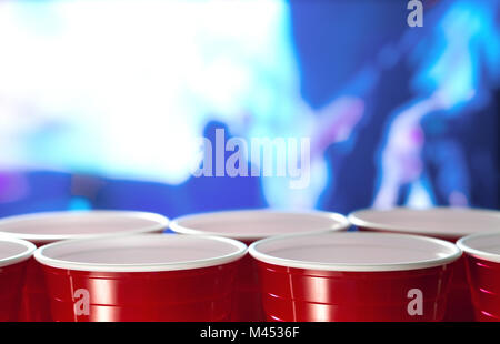 Beer Pong Red Plastic Cups And Ball Isolated Stock Photo - Download Image  Now - Beer Pong, Cup, No People - iStock