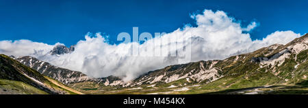 The clouds surround the Gran Sasso, Campo Imperatore, L'Aquila province, Abruzzo, Italy, Europe Stock Photo