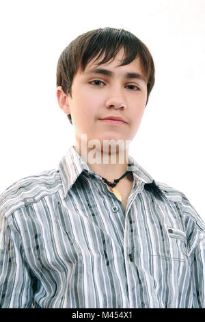 Fifteen-year boy in fashionable shirt Stock Photo