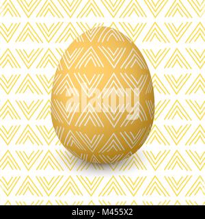 Easter yellow egg. Decorated festive egg with simple abstract decoration. isolated. Spring holiday. Vector pattern Illustration. golden, bronze, coppe Stock Vector