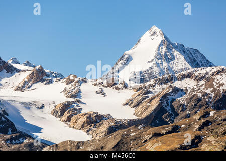 Snowy peak of Gran Zebru, Val Martello, Venosta Valley, province of Bolzano, South Tyrol, Italy Stock Photo