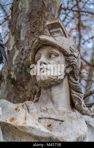 Madrid, Spain - January 4, 2018 : Limestone statue of Íñigo Arista of Pamplona (Eneko). Located in the Plaza de Oriente square downtown Madrid in fron Stock Photo