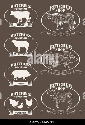 Meat. Creative conceptual vector. Sketch hand drawn set meat at butchers shop recipe illustration, chalk, ink, line art, vector. Stock Vector