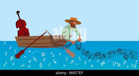 Fisherman. Fisher in boat with spinning, sportsman with fishing accessory  and fish, catching fish sport and hobby, vector characters set Stock Vector  Image & Art - Alamy