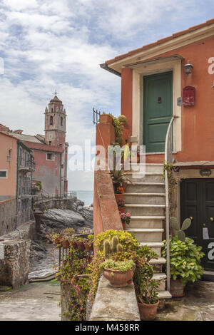 Tellaro, Old town, in the background San Giorgio Stock Photo