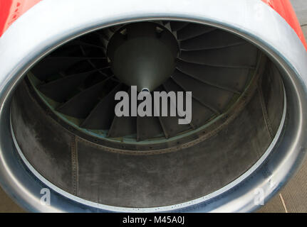 Turbo-jet engine of the plane close up Stock Photo