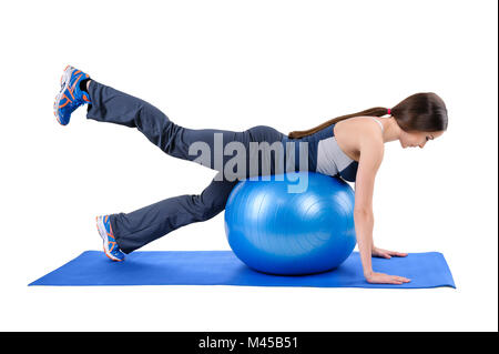 Fitness Stability Ball Glute Kickback Stock Photo