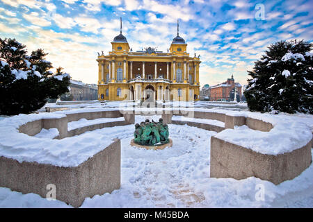 Croatian national theater in Zagreb winter view Stock Photo