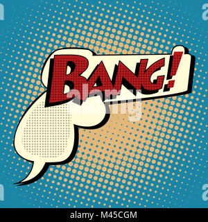 Bang comic book bubble in the shape of a gun Stock Photo