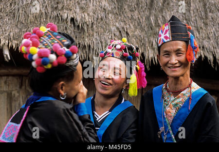 Laos. Luang Prabang. Women from Hmong hill tribe. Portrait. Stock Photo