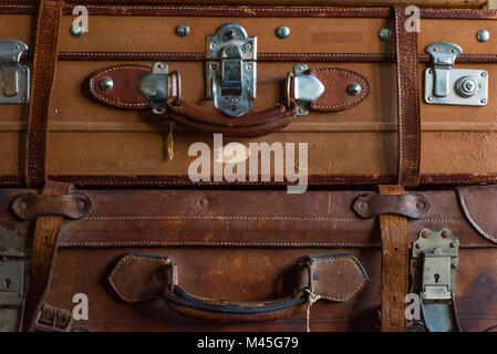 vintage old battered luggage Stock Photo