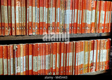 Penguin books for sale in a second-hand bookshop Stock Photo