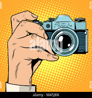 Retro camera snapshot selfie Stock Photo