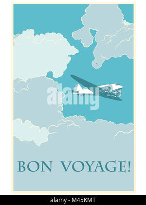 Retro airplane Bon voyage Stock Photo