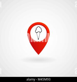 Red Location Icon for Ice Cream Shop, Vector, Illustration, Eps File Stock Vector