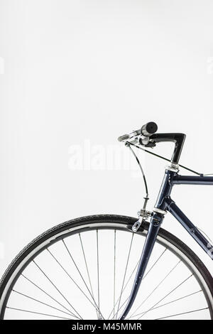 one bicycle wheel with brake lever isolated on white Stock Photo