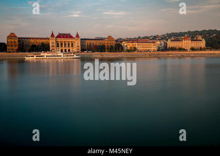 Budapest University of Technology and Economics with Danube,Budapest,Hungary Stock Photo