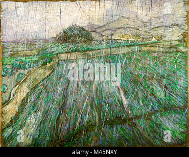 Rain or Enclosed Wheat Field in the Rain, November 1889 by Van Gogh Stock Photo