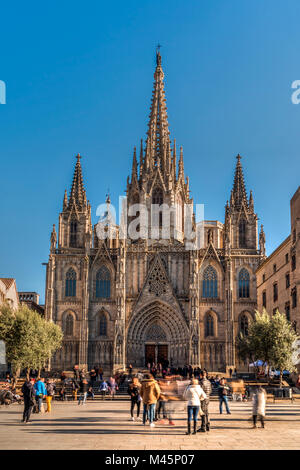 Cathedral of the Holy Cross and Saint Eulalia, Barcelona, Catalonia, Spain Stock Photo