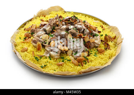 mansaf, Jordanian national dish isolated on white background Stock Photo