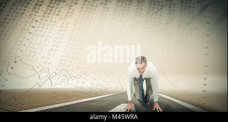 Composite image of business people ready to start race Stock Photo