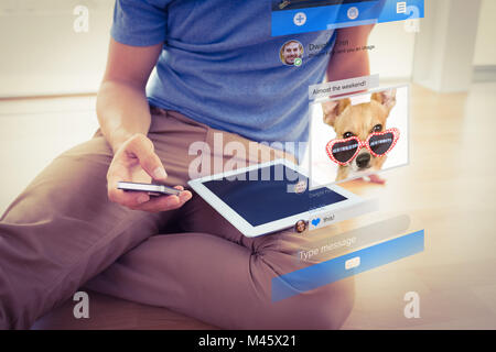 Composite image of smartphone chat Stock Photo