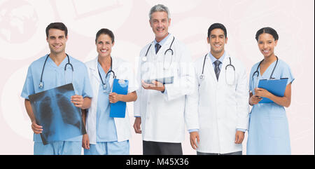 Composite image of portrait of confident medical team Stock Photo