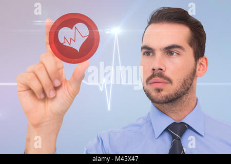 Composite image of businessman measuring something with his fingers Stock Photo