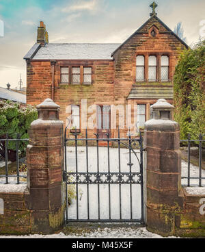 A red sandstone building known as the chapel house at the bottom end of kilbowie road in Clydebank. Stock Photo