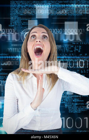 Composite image of stressed businesswoman asking for timeout Stock Photo